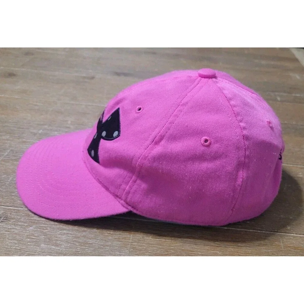 Under Armour Hat Cap Youth Pink Adjustable Black symbol With Silver Dots